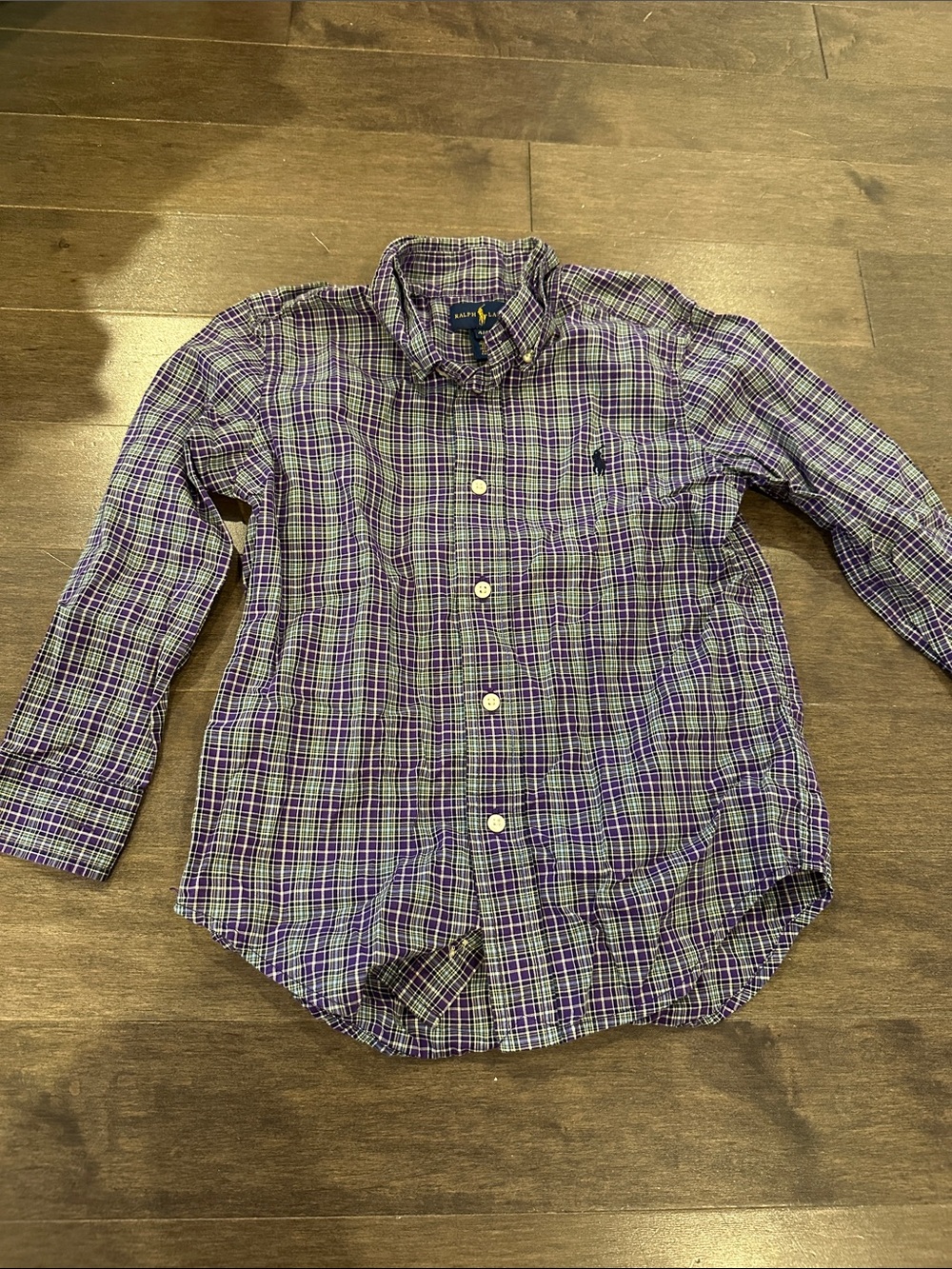 Ralph Lauren boys Purple Plaid Button-Down Shirt